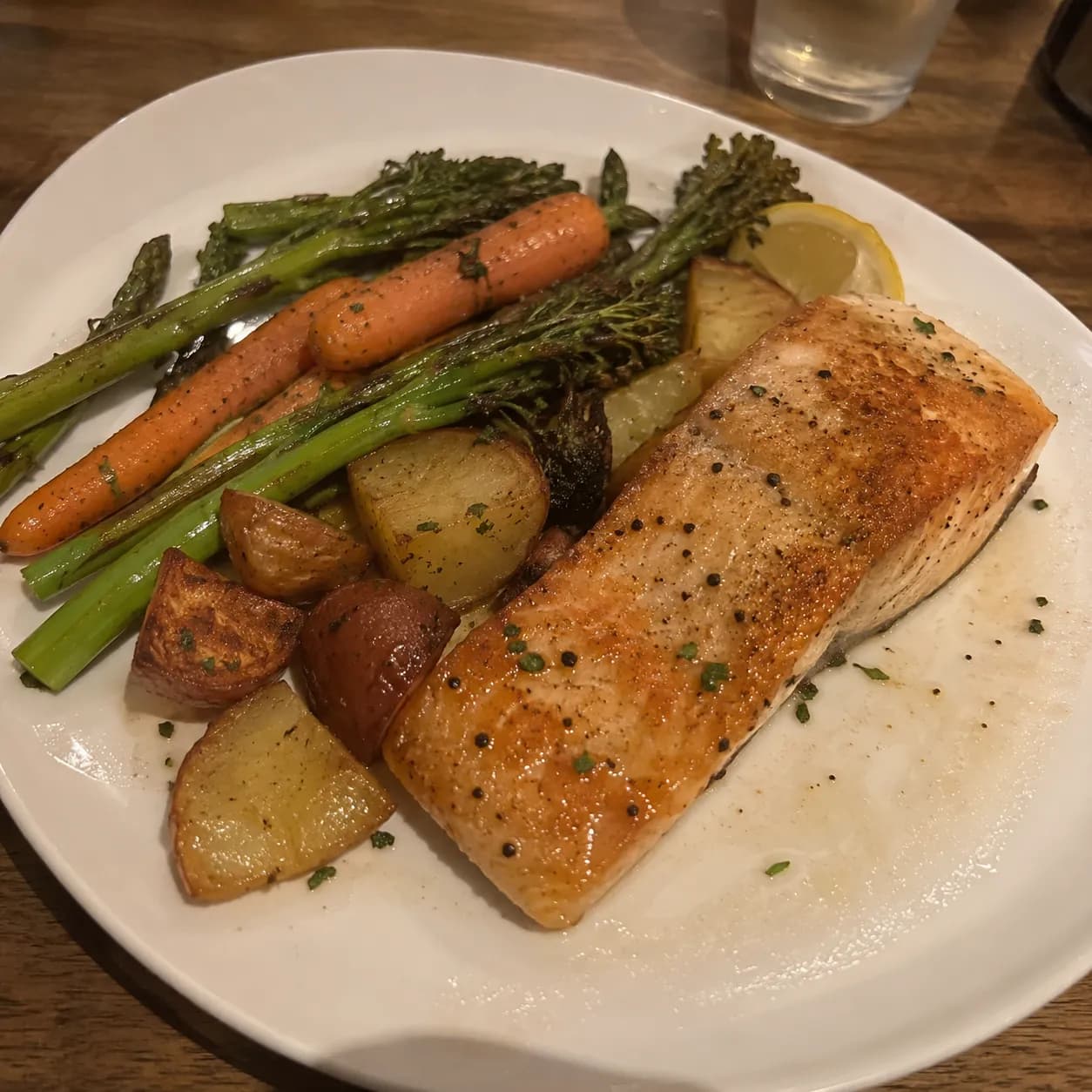 Original seared salmon and vegetables photo