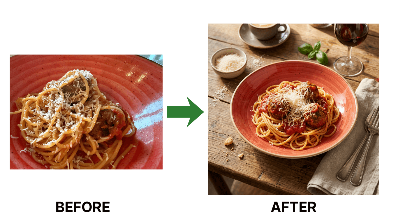 PlatePhoto-generated delivery app hero showcasing appetizing dish