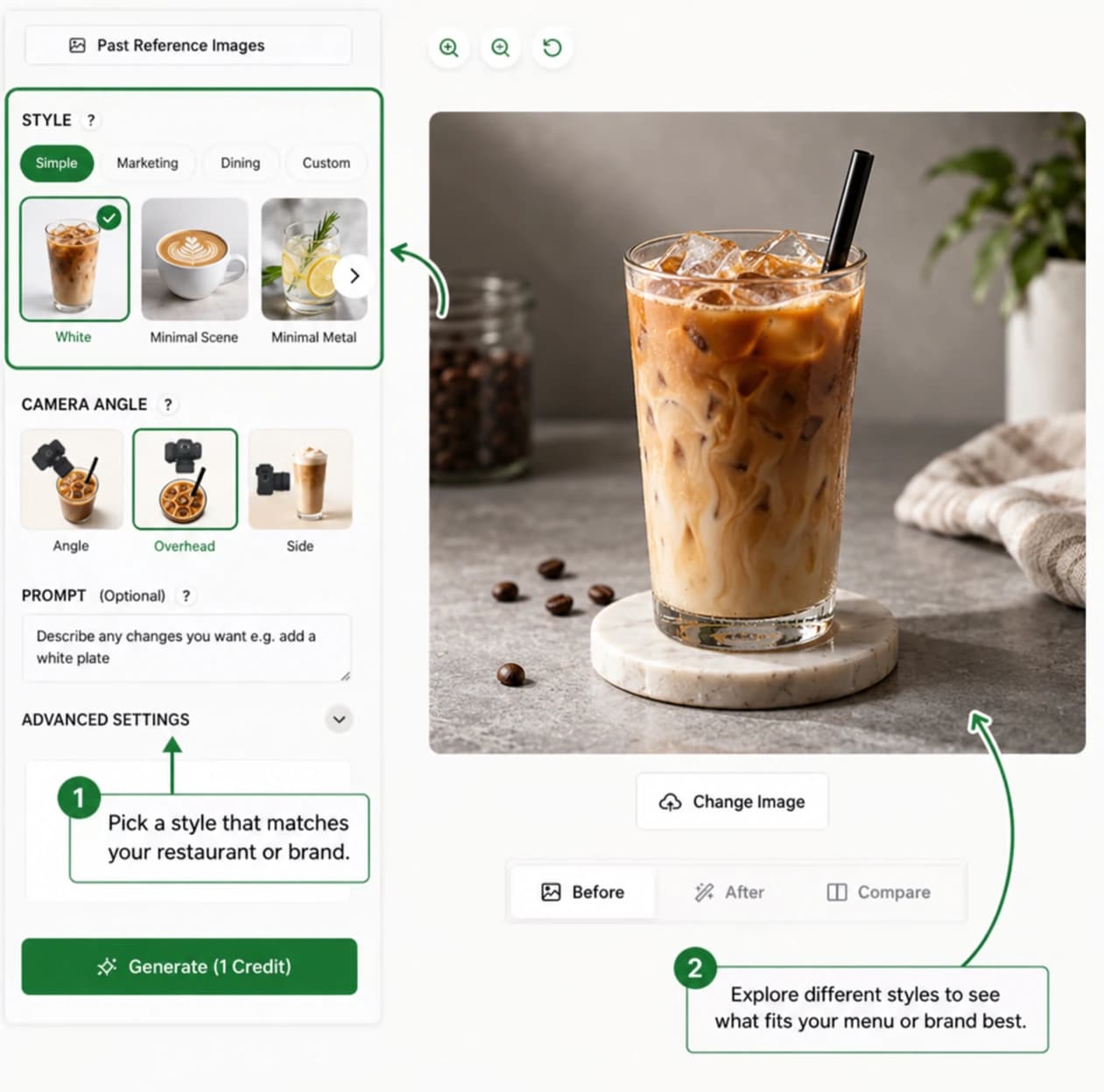 Choose a Beverage Photography Style