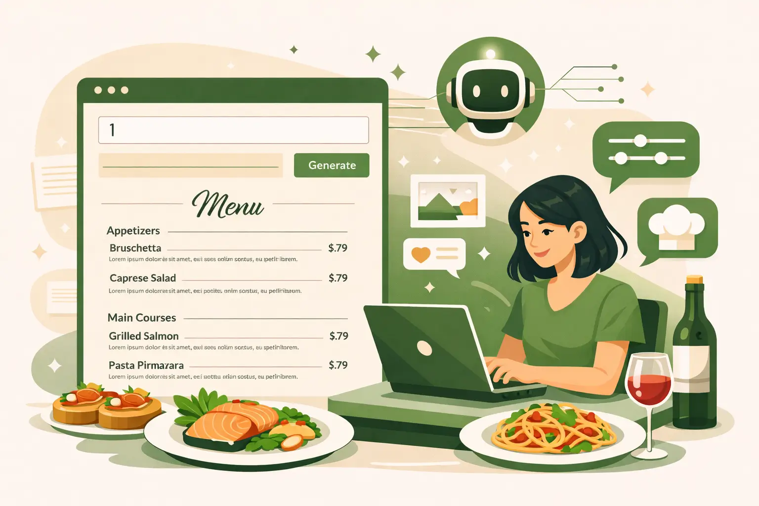 Menu Builder preview — AI-powered restaurant menu design