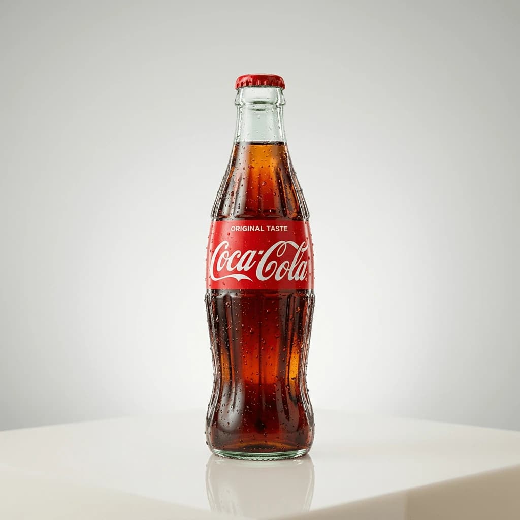 Polished commercial food brand image of a soda bottle