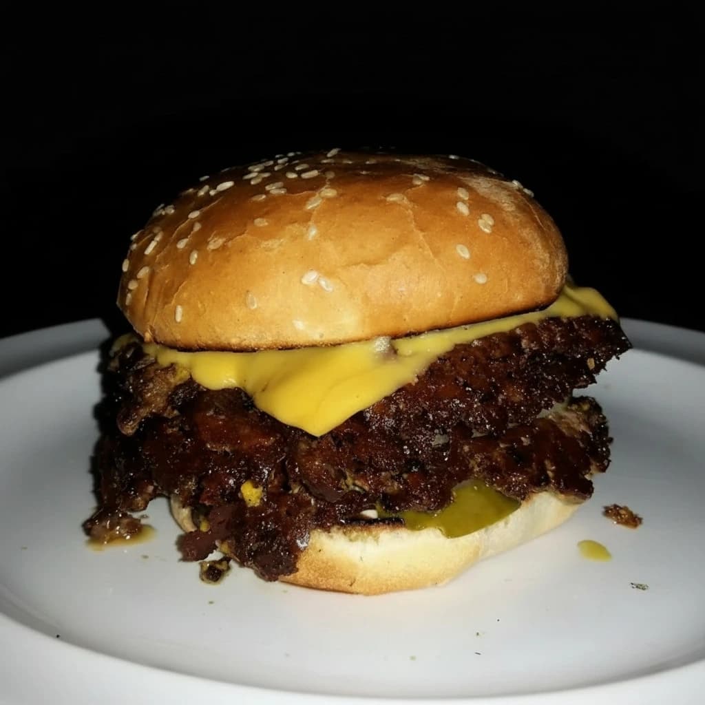 Amateur phone photo of a cheeseburger before AI enhancement