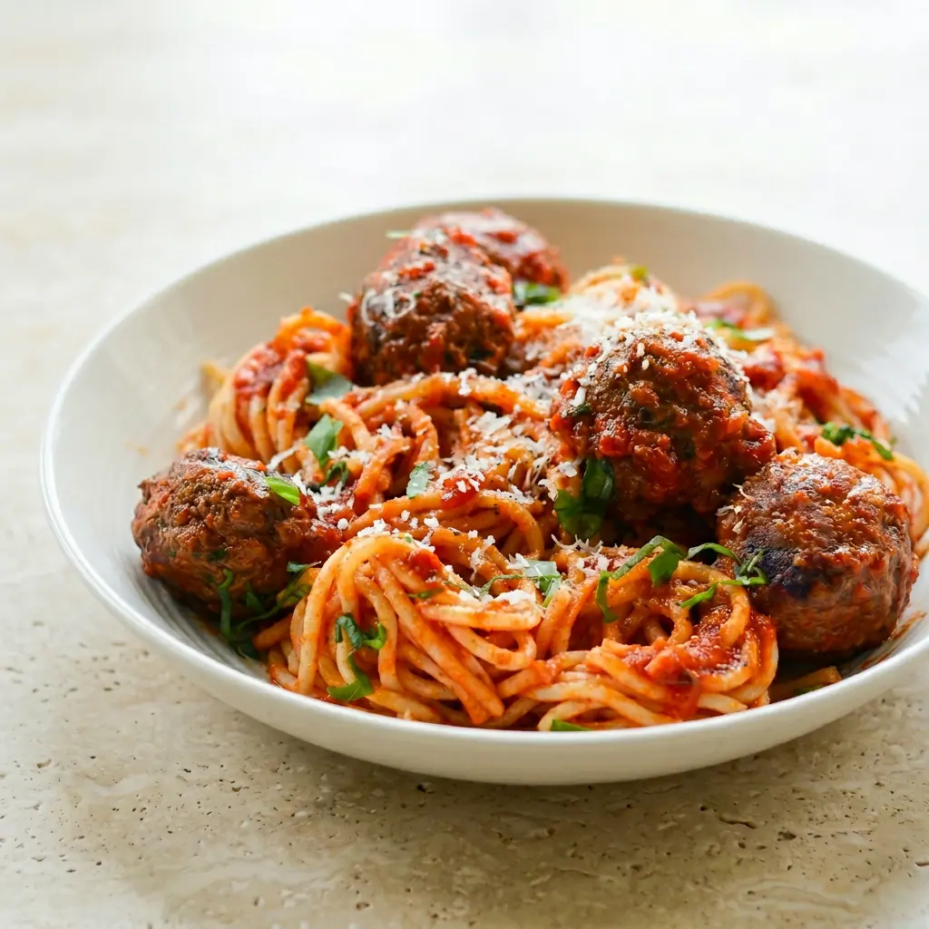 Professional AI-enhanced photo of spaghetti with studio lighting